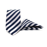 ROYAL NAVY STRIPE TIE AND POCKET SQUARE SET